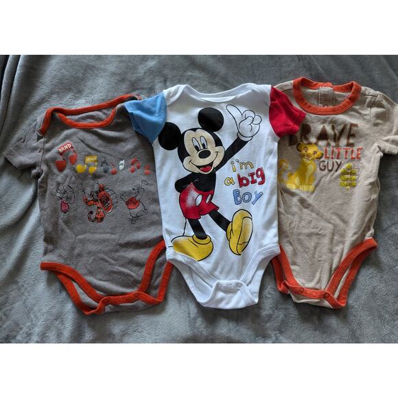 Disney Baby Bodysuits Bundle Mickey, Simba, Winnie the Pooh Sz 18-24 M - Picture 1 of 7